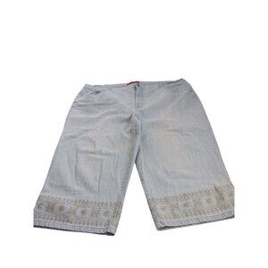 Gloria Vanderbilt Blue Denim Jean Capris Women's Size 24W Embroidered